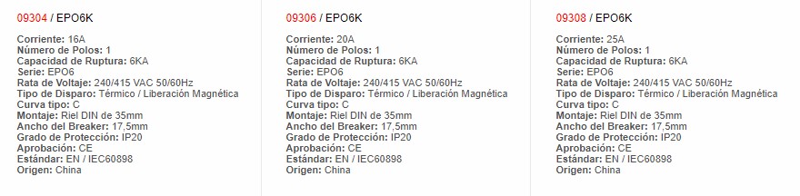 Mini Automatico 1P 16AMP - 09304 - EBCHQ - Productos Eléctricos - Electricidad en Guatemala - Larssystem