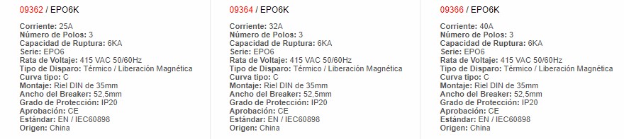 Mini Automático Para Montar - 3P 10A - 9356 - EBCHQ - Productos Eléctricos - Electricidad en Guatemala - Larssystem