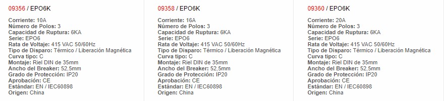 Mini Automático Para Montar - 3P 20A - 9360 - EBCHQ - Productos Eléctricos - Electricidad en Guatemala - Larssystem