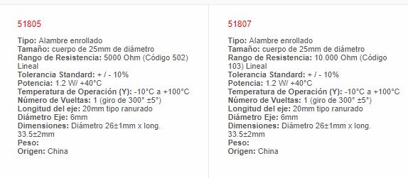 Potenciometro Cermet Lineal - 51807 - Tocos - Productos Eléctricos - Electricidad en Guatemala - Larssystem