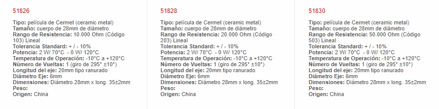 Potenciometro Cermet Lineal - 51824 - Tocos - Productos Eléctricos - Electricidad en Guatemala - Larssystem