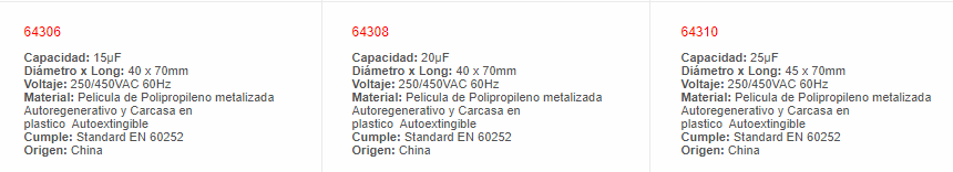 Condensador Para marcha de Motor - 64300 - EBCHQ - Productos Eléctricos - Electricidad en Guatemala - Larssystem