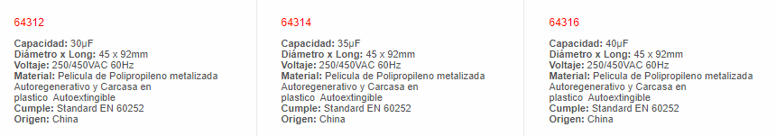 Condensador Para Marcha de Motor, 15uF 250-450VAC 60Hz - 64306 - EBCHQ - Productos Eléctricos - Electricidad en Guatemala - Larssystem