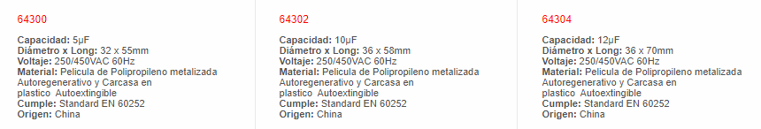 Condensador Para Marcha de Motor - 64316 - EBCHQ - Productos Eléctricos - Electricidad en Guatemala - Larssystem