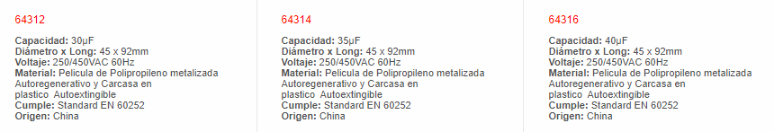Condensador Para Marcha de Motor, 25uF 250-450VAC 60Hz - EBCHQ - 64316 - Productos Eléctricos - Electricidad en Guatemala - Larssystem