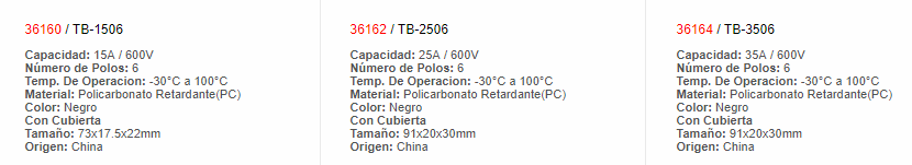 Regleta de Borne 36164 - EBCHQ - Productos Eléctricos - Guatemala - Larssystem - Borneras