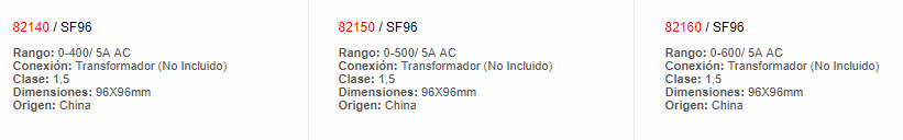 Amperímetro Análogo 0-300 5A AC 96X96mm - 82130 - EBCHQ - Productos Eléctricos - Electricidad en Guatemala - Larssystem