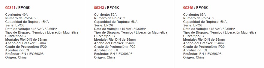 Mini Automático - 2P 63A - 9345 - EBCHQ - Productos Eléctricos - Electricidad en Guatemala - Larssystem