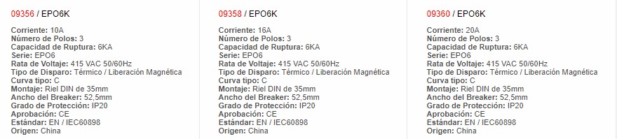 Mini Automático - 3P 25AMP - 9362 - EBCHQ - Productos eléctricos - Electricidad en Guatemala - Larssystem