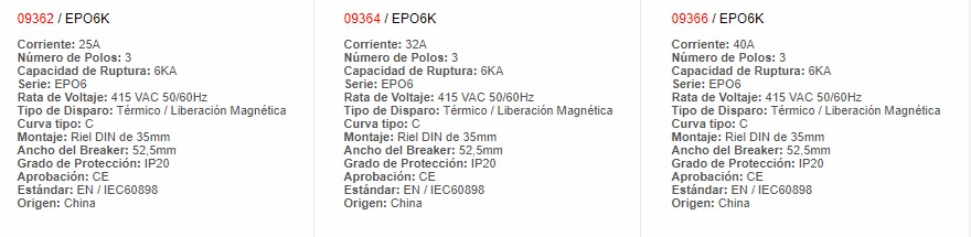Mini Automático - 3P 25AMP - 9362 - EBCHQ - Productos eléctricos - Electricidad en Guatemala - Larssystem