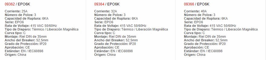 Mini Automático 3P 40AMP 9366 - EBCHQ - Productos Eléctricos - Electricidad en Guatemala - Larssystem