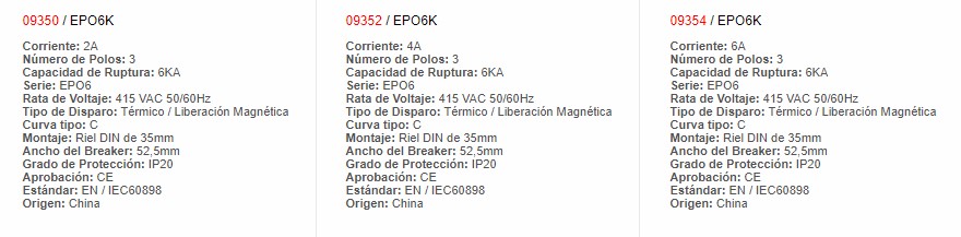 Mini Automático - 3P 50A - 9368 - EBCHQ - Productos Eléctricos - Electricidad en Guatemala - Larssystem