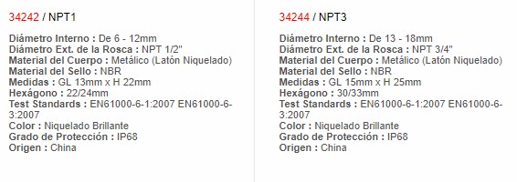 Prensaestopa - PG11 IP68 CON TUERCA Y ARANDELA 34210 - EBCHQ - Productos Eléctricos - Electricidad en Guatemala - Larssystem