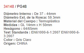 Prensaestopa - PG16 - 34116 - EBCHQ - Productos Eléctricos - Electricidad en Guatemala - Larssystem