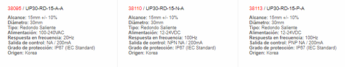Sensor Inductivo Dmt 30mm Al. 15mm - 38110 - HANYOUNG - Productos Elécticos - Electricidad en Guatemala - Larssystem