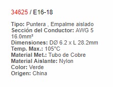 Terminal Tipo Pin Azul Calibre 14 - 34619 - EBCHQ - Productos Eléctricos - Electricidad en Guatemala - Larssystem