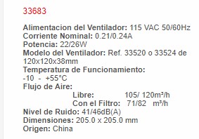 Ventilador + Protector 115VAC - 33683 - EBCHQ - Productos Eléctricos - Electricidad en Guatemala - Larssystem