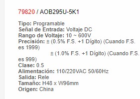 Voltimetro Digital 96X48 600VAC - 79520 -EBCHQ - Productos Eléctricos - Electricidad en Guatemala - Larssystem