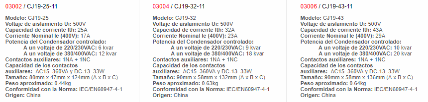 Contactor Para Corrección 17A (400V) 220AC 5060Hz - 3002 - chint - Productos Eléctricos - Electricidad en Guatemala - Larssystem