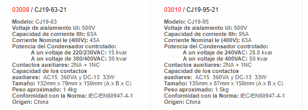 Contactor Para Corrección 43A (400V) 220AC 5060Hz - 3008 - chint - Productos Eléctricos - Electricidad en Guatemala - Larssystem