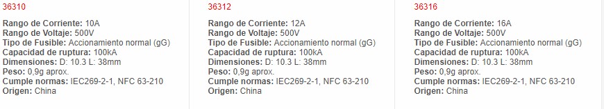 Fusible Uso General, 10x38mm. 0.5A 500Vac - 36300 - EBCHQ - Productos Eléctricos - Electricidad en Guatemala - Larssystem