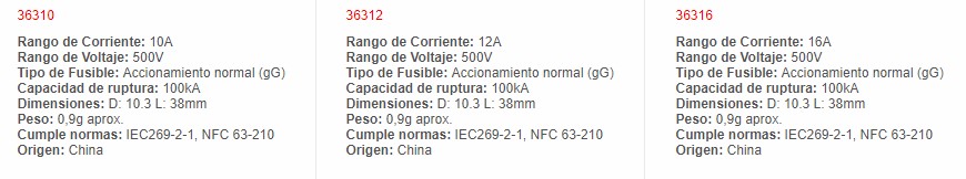 Fusible Uso General, 10X38mm 6A 500Vac - 36306 - EBCHQ - Productos Eléctricos - Electricidad en Guatemala - Larssystem