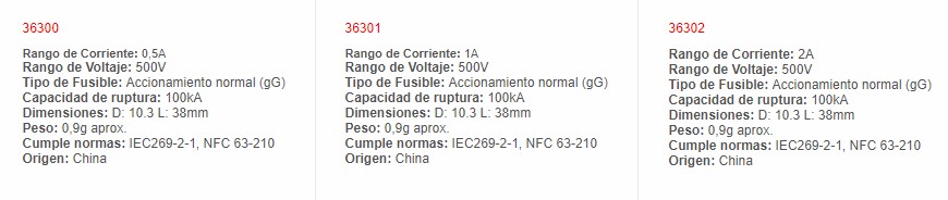 Fusible Uso General, 10X38mm 6A 500Vac - 36306 - EBCHQ - Productos Eléctricos - Electricidad en Guatemala - Larssystem