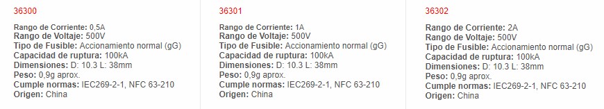 Fusible Uso General, 10X38mm 12 A 500Vac - 36312 - EBCHQ - Productos Eléctricos - Electricidad en Guatemala - Larssystem