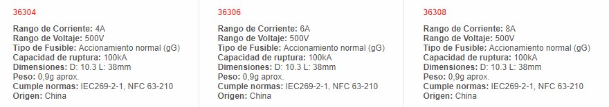 Fusible Uso General, 10X38mm 16A 500Vac - 36316 - EBCHQ - Productos Eléctricos - Electricidad en Guatemala - Larssystem