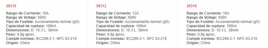 Fusible Uso General, 10X38mm 10A 500Vac - 36310 - EBCHQ - Productos Eléctricos - Electricidad en Guatemala - Larssystem