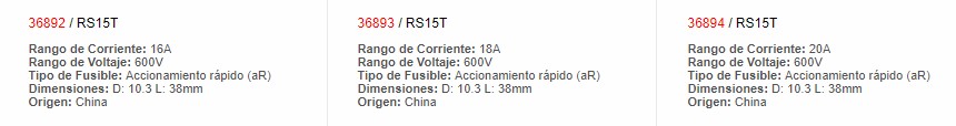Fusible 10x 38 12AMP 600V Ultra Rápido - 36889 - EBCHQ - Productos Eléctricos - Electricidad en Guatemala - Larssystem